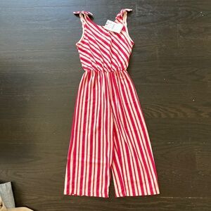 BRAND NEW Zara Girls Magenta/White striped jumpsuit/romper
